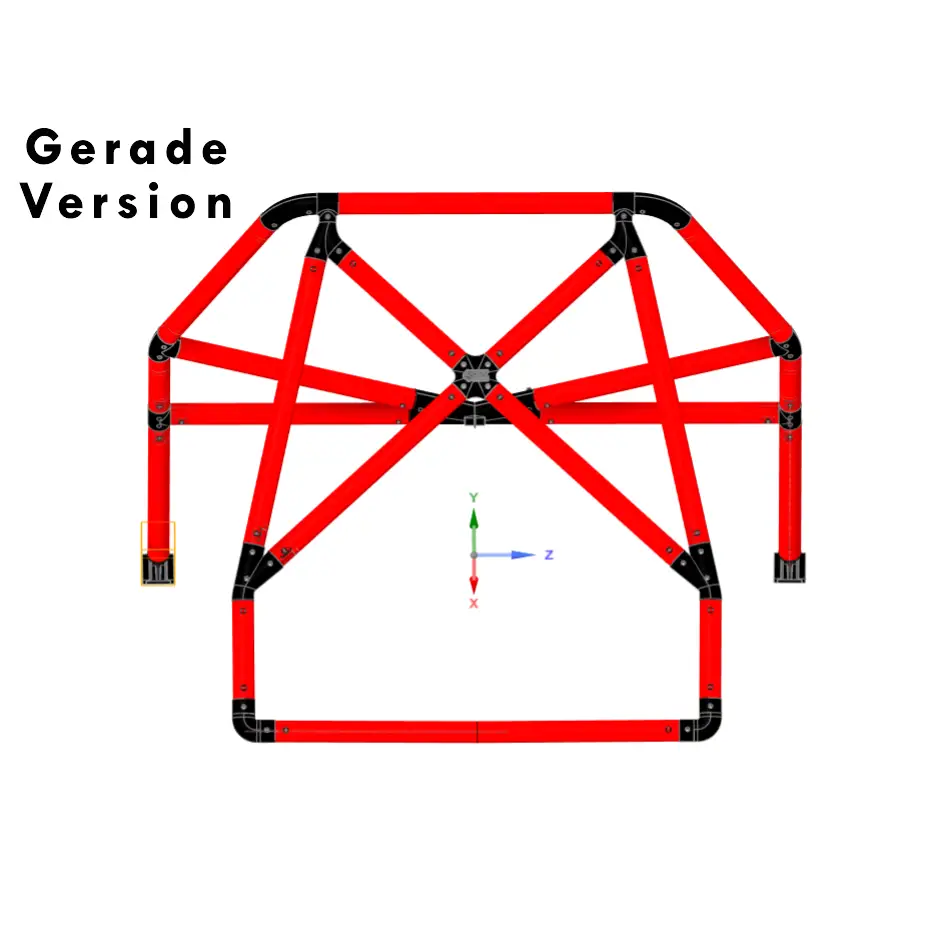 Modularer Überrollkäfig mit 3D-gedruckten Verbindern - Gerade Version - Spannsysem