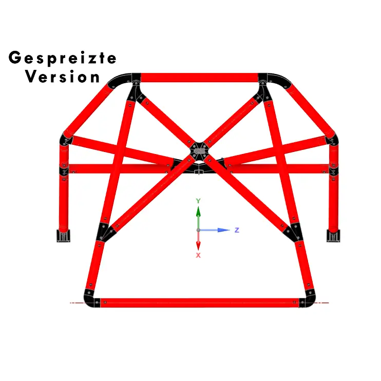 Modularer Überrollkäfig mit 3D-gedruckten Verbindern - Gespreizte Version - Spannsysem